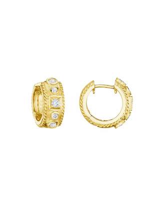 Penny Preville 18K Gold Round & Square Diamond Huggie Earrings