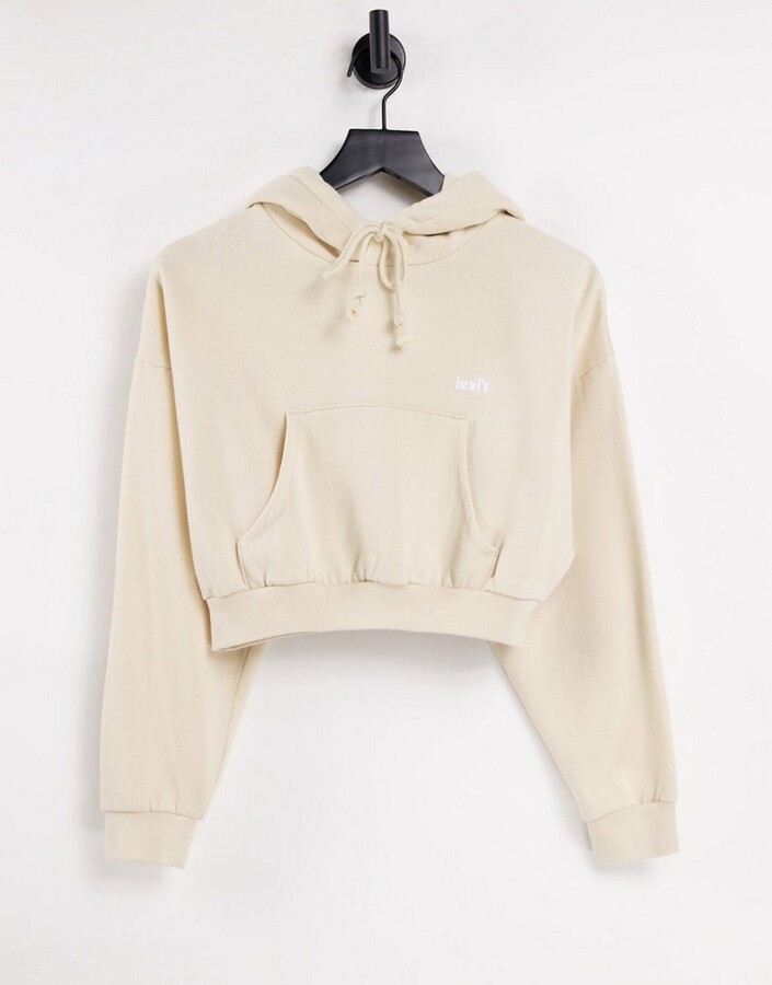 Levi's cropped hoodie in ecru - ShopStyle