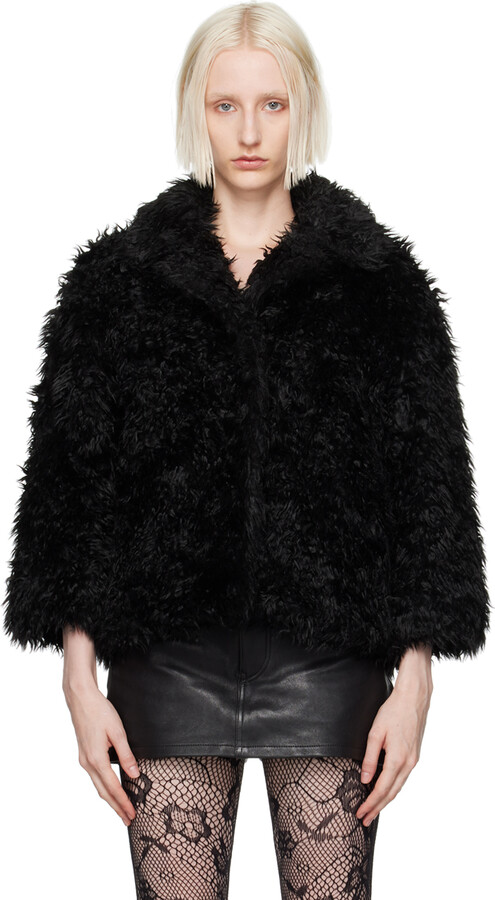 Marc Jacobs Black 'The Shaggy Lady' Faux-Fur Jacket