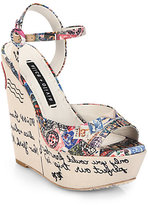 Thumbnail for your product : Alice + Olivia Strella Postcard Printed Wedge Sandals