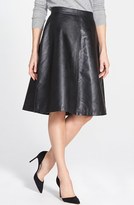 Thumbnail for your product : Halogen Faux Leather A-Line Skirt (Regular & Petite)