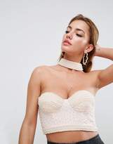 Thumbnail for your product : ASOS DESIGN Choker Bralette with Pearl Beading