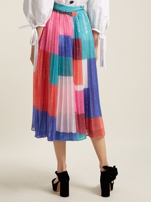 Mary Katrantzou Ilona Pleated Sequined Skirt - Multi