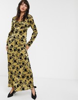 Thumbnail for your product : Glamorous maxi smock dress in velvet flocked jaquard