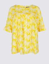 Thumbnail for your product : Marks and Spencer Palm Print Round Neck 3/4 Sleeve Blouse