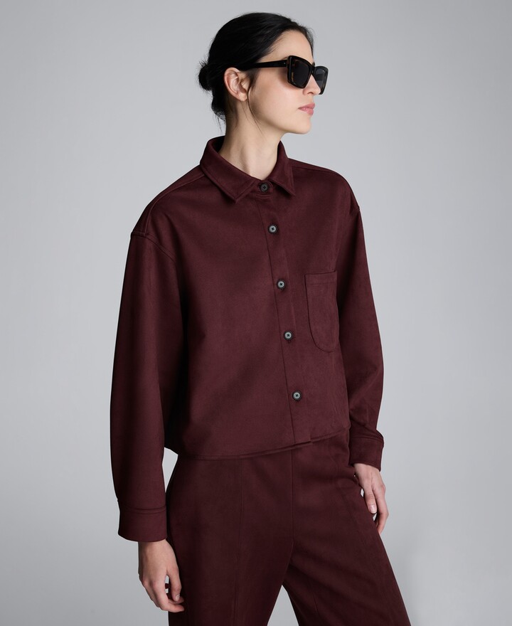 Kenneth Cole Women's Long Sleeves Collared Crop Shirt