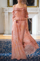 Thumbnail for your product : Valentino Off-the-shoulder Ruffled Printed Silk-chiffon Gown - Antique rose