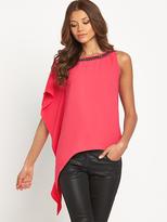 Thumbnail for your product : Definitions Embellished Neck Asymmetric Blouse