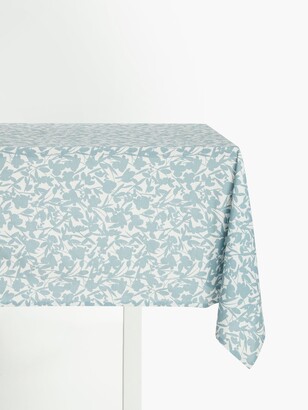 John Lewis ANYDAY Round Leaf Print Cotton Tablecloth, 180cm, Blue