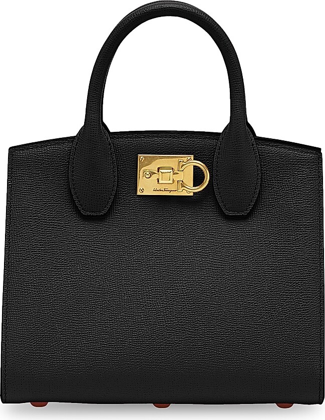 Ferragamo Women's Studio Box Mini Leather Top-Handle Bag - Nero Bonbon