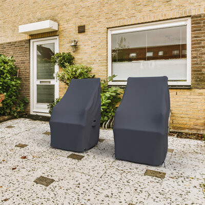 Rebrilliant Rusi Patio Swivel Chair Covers Set Of 2 Water-Repellent UV-Resistant Polyester With Tie-Downs For Outdoor Dining Armchairs