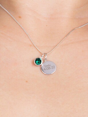 The Love Silver Collection Sterling Silver Engravable Pendant Necklace with Birthstone Charm