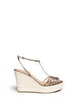 Thumbnail for your product : Sergio Rossi Metallic leather espadrille wedgesandals