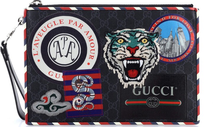 Gucci Night Courrier Pouch GG Coated Canvas with Applique