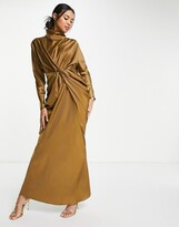 Thumbnail for your product : ASOS DESIGN high neck draped satin maxi dress