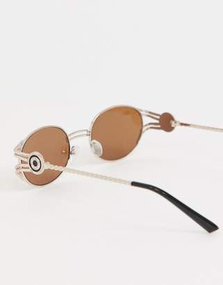 ASOS Design DESIGN coin roping round metal sunglasses