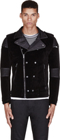 Thumbnail for your product : Diesel Black Velveteen & Leather Noklang Biker Jacket