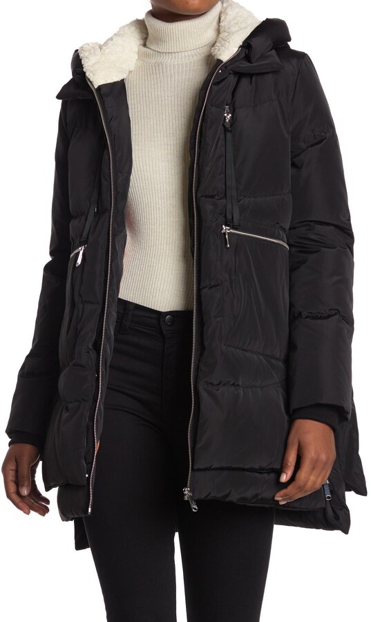 sam edelman faux fur trim hooded parka