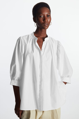 COS Gathered Puff Sleeve Blouse - ShopStyle Tops