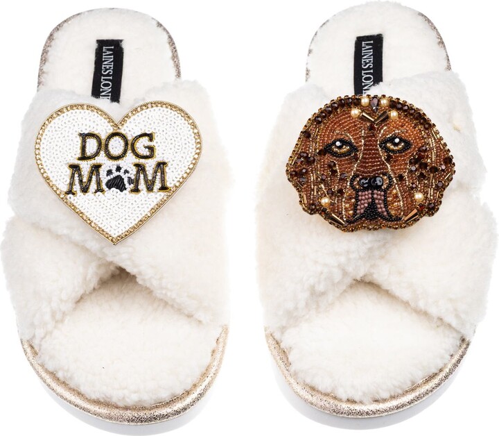 LAINES LONDON Classic Laines Black Slippers With Deluxe Diamante