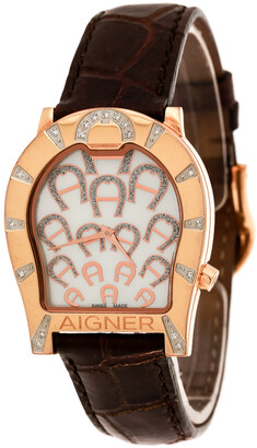 Aigner Mother of Pearl Rose Gold Plated Diamonds Verona A01100 Women's  Wristwatch 33 mm - ShopStyle Watches