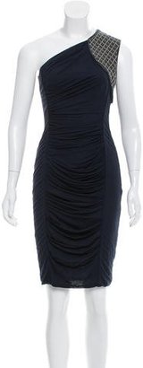 Yigal Azrouel Draped Leather-Trimmed Dress