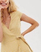 Thumbnail for your product : And other stories & linen midi wrap dress in yellow gingham