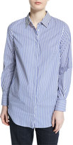 Thumbnail for your product : Brunello Cucinelli Monili-Embellished Striped Tunic, Blue