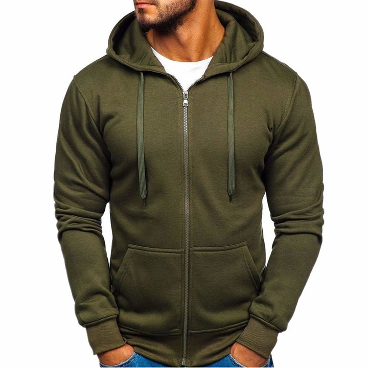 men zip decoration plain jacket