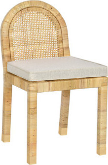 Bay Isle Home Amara Cream Linen Arched Dining Chair