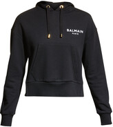 Thumbnail for your product : Balmain Flocked-Logo Cropped Hoodie
