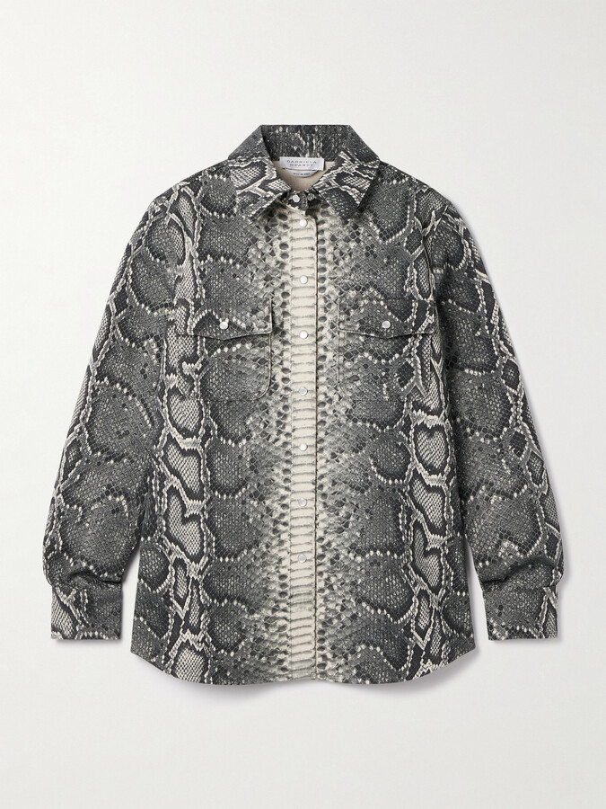 Gabriela Hearst John Austin Snake-print Recycled Denim Shirt - Gray