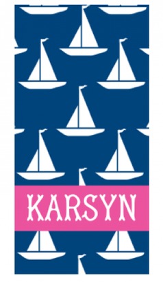 The Well Appointed House Personalized Beach Towel with Sailboats Pattern