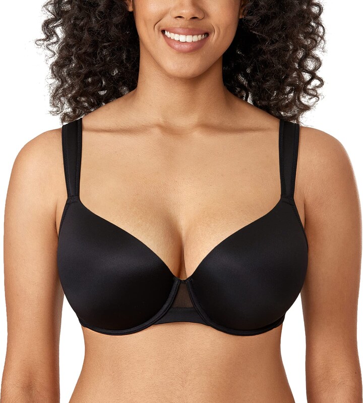 AISILIN Women's Plus Size Full Cup Seamless T Shirt Bra Underwired Support  Black 42B - ShopStyle