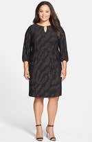 Thumbnail for your product : Tahari by Arthur S. Levine Tahari by ASL Embellished Belted Shift Dress (Plus Size)