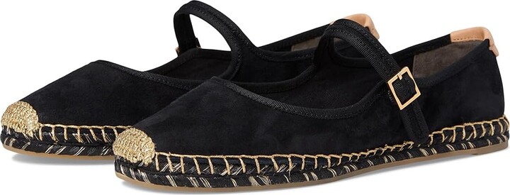Tory Burch Mary Jane Espadrille Women's Flat Shoes Perfect Black/Perfect Black/Natural : 5 M, Leather