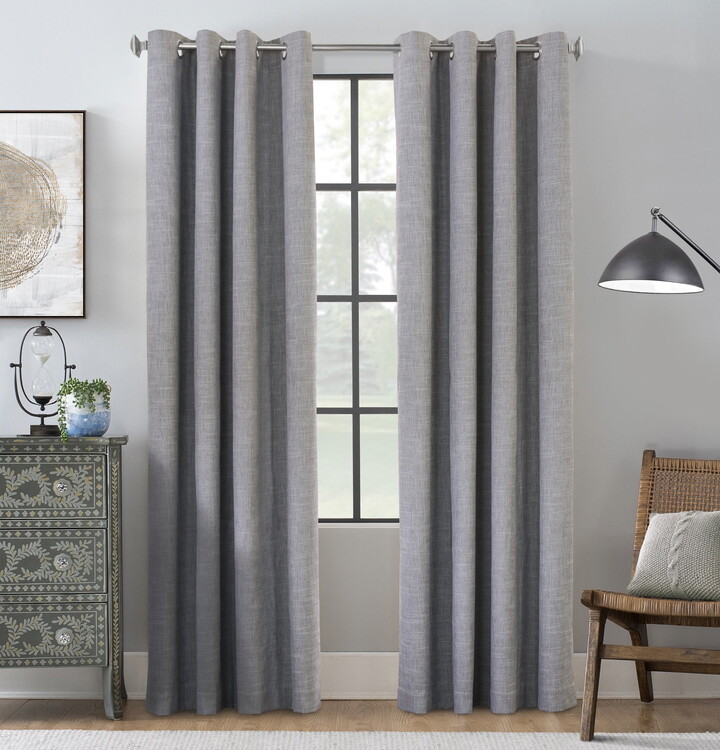 Loft Living Malcolm Total Blackout Grommet Curtain Panel 52" x 95" in Grey