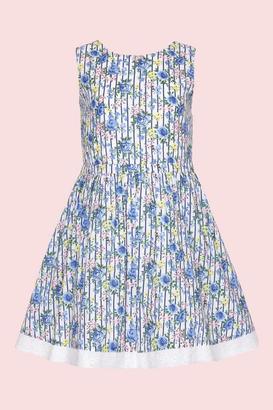 Yumi Girl Floral Stripe Party Dress Blue