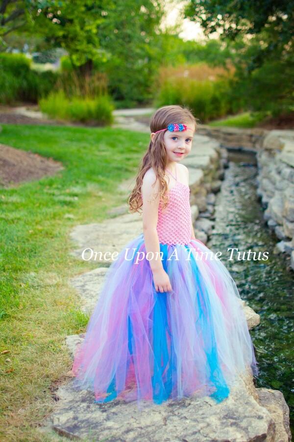 Summer Fairy Dress, Girls Spring Tutu Pink Blue Lavender, Kids Halloween Costume, Long Floor Length, Water Fairy, Tulle Gown, Pixie