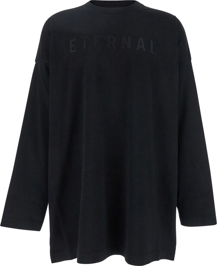 Fear Of God Black Long Sleeve Shirt With Eternal Print On The Front And Logo Patch On The Back In Cotton Man