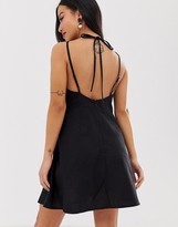 Thumbnail for your product : ASOS DESIGN Petite high neck low back mini linen sundress