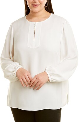 Lafayette 148 New York Plus Kaden Silk Blouse Shopstyle