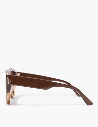 Marni Driver Round Frame Sunglasses in Brown