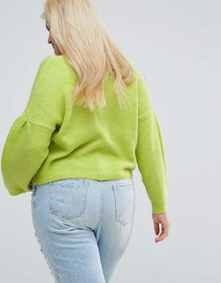 ASOS Curve CURVE Sweater with Volume Sleeve and Cut Out Neck