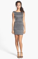 Thumbnail for your product : Jump Apparel Chevron Glitter Lace Body-Con Dress (Juniors)