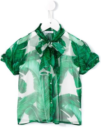 Dolce & Gabbana Kids banana leaf print chiffon shirt