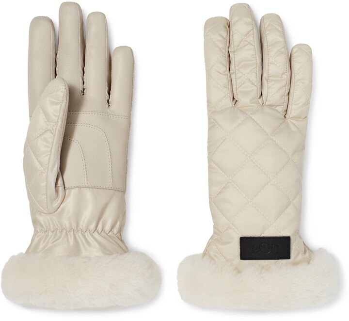 UGG All Weather Touchscreen Compatible Quilted Gloves with Genuine  Shearilng Trim - ShopStyle