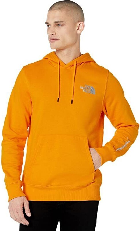 NF0A7UO578M Men's Orange Graphic Injection Pullover Hoodie JR269
