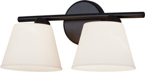Ivy Bronx Mahir 3-Light Bath Bar - Matte Black - Opal Glass Shade