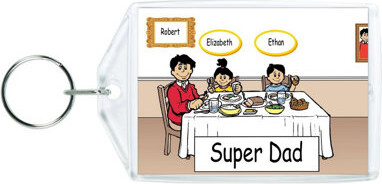Printed Perfection Personalized Family Dinner - Single Dad 1 boy, 1 girl Acrylic Key Chain